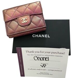 Authentic CHANEL Iridescent Lambskin
Quilted Wallet with box